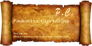Paukovits Cipriána névjegykártya